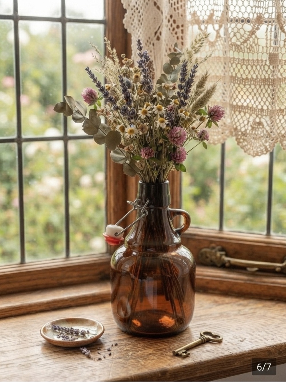 Amber Glass Growler Bottle with Swing Top and finger loop handle